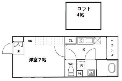CASCADE MINOH(1K/1階)の間取り写真