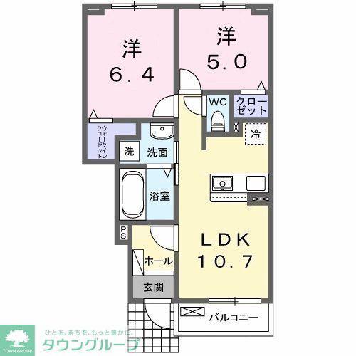 グロワール(2LDK/1階)の間取り写真