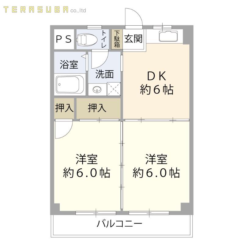 アブアリータ中津留(2DK/3階)の間取り写真