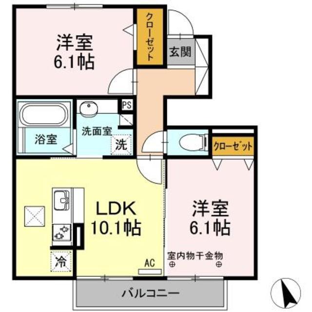 メルベーユ・S(2LDK/1階)の間取り写真