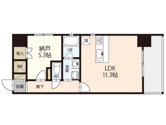 ウイング宝町ファイブ(1LDK/19階)の間取り写真