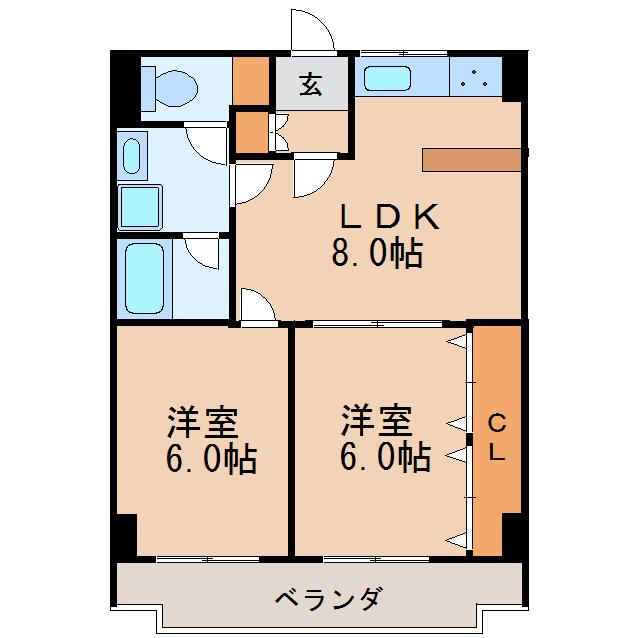 ガーデンコート新栄(2LDK/3階)の間取り写真