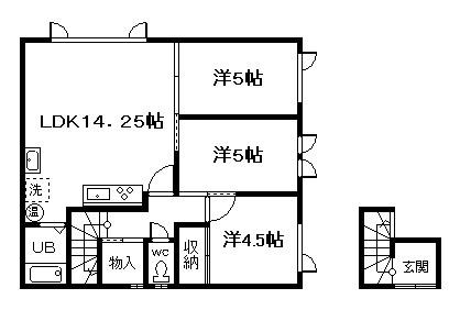 旭町コーポ(3LDK/2階)の間取り写真