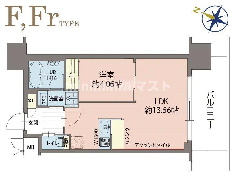 プレジオ弁天町(1LDK/11階)の間取り写真