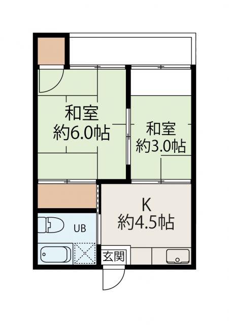 レジデンス浜町(2K/2階)の間取り写真