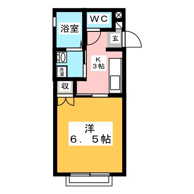 サザンハイム(1K/2階)の間取り写真
