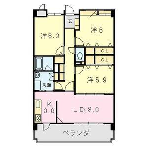 コンフォート園原(3LDK/3階)の間取り写真