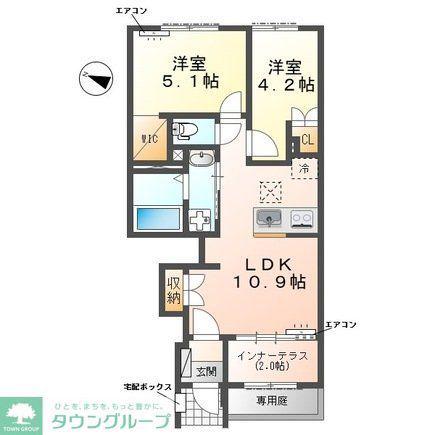 クレリエール(2LDK/1階)の間取り写真