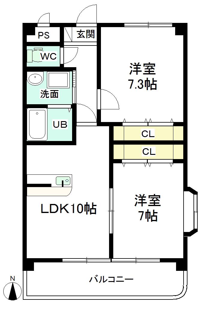 シンフォニー中央(2LDK/3階)の間取り写真
