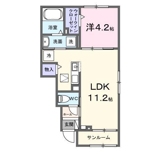 エトワールB(1LDK/1階)の間取り写真