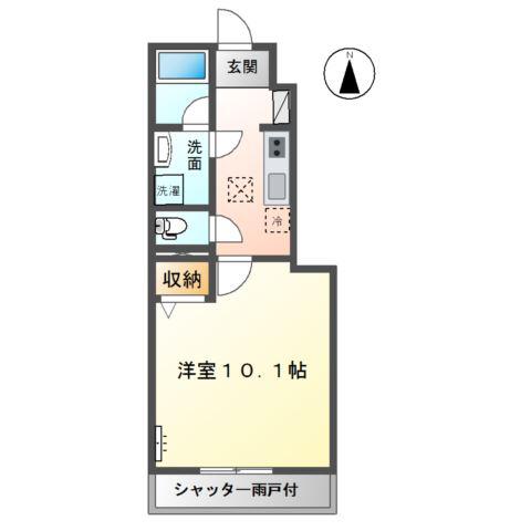 サンエイチ(1K/1階)の間取り写真