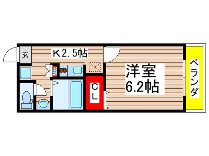 エスパシオ成増(1K/2階)の間取り写真