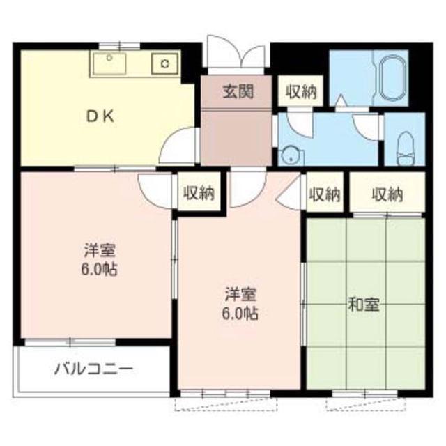 ルミエールA(3K/2階)の間取り写真