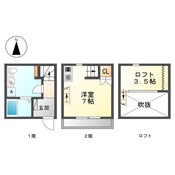 RINO-CHE豊田本町(1K/2階)の間取り写真