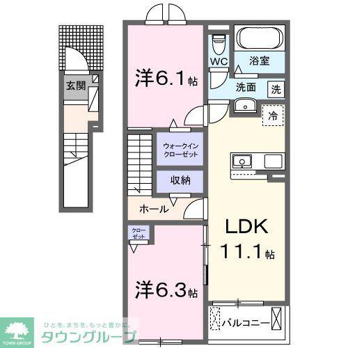 クイーンハウスII B棟(2LDK/2階)の間取り写真