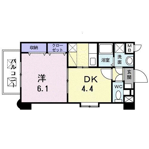 プレジデント姪浜駅前(1DK/7階)の間取り写真
