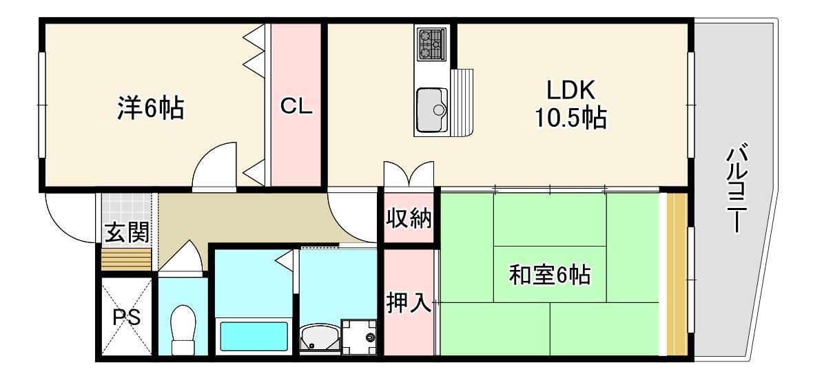 K`Sガーデン住吉II(2LDK/3階)の間取り写真