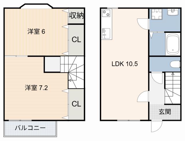 RIVERSIDECOURT2002(2LDK/1階)の間取り写真