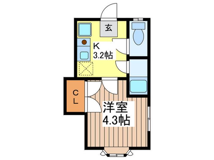 ブルーモア(1K/1階)の間取り写真