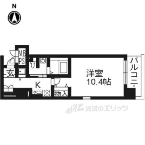 リーガル京都四条河原町通(1K/3階)の間取り写真