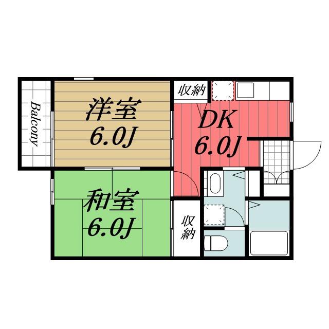 グランメール勝田台(2DK/2階)の間取り写真