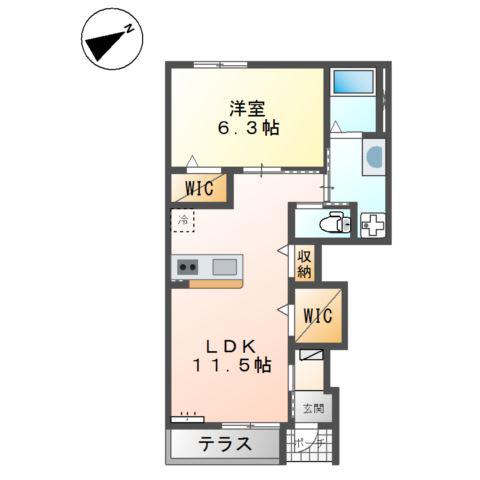 エコハウス華園 社(1LDK/1階)の間取り写真
