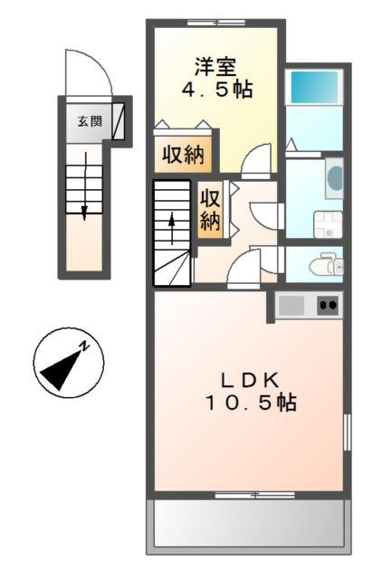 アレッタディモーラ(1LDK/2階)の間取り写真
