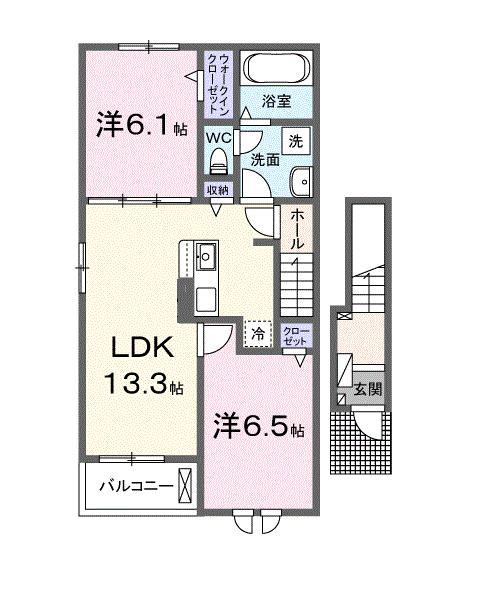 フェリーチェ(2LDK/2階)の間取り写真
