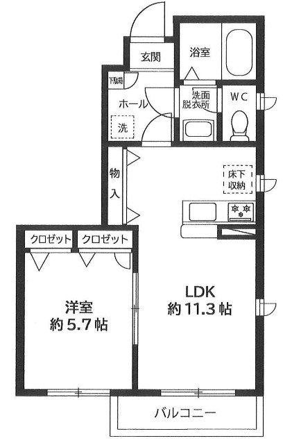グランシャリオ(1LDK/1階)の間取り写真