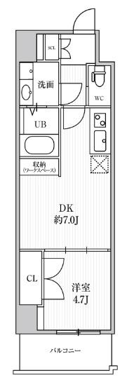 CAVANAYOTSUYA(1DK/10階)の間取り写真