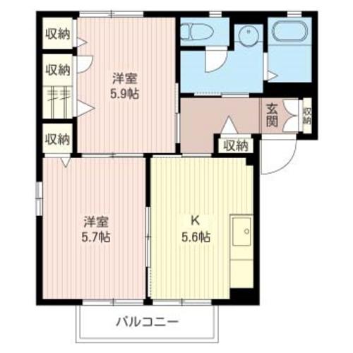リベラコート(2K/2階)の間取り写真
