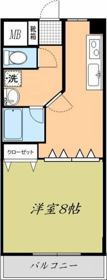 ルーラル八番館(1DK/8階)の間取り写真