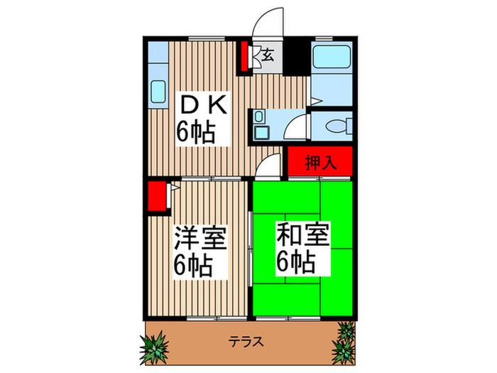 ドミールエントピア(2DK/1階)の間取り写真