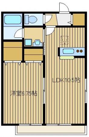 コーポメイプル(1LDK/1階)の間取り写真