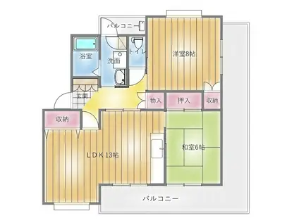 コーワ長町(2LDK/2階)の間取り写真