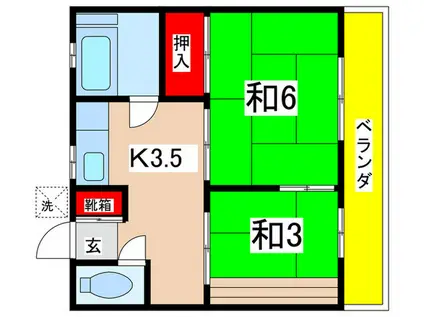 第二秋元荘(2K/2階)の間取り写真