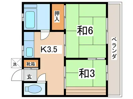 第二秋元荘(2K/2階)の間取り写真