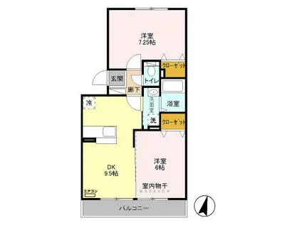 ピアニィ・レイディクス(2DK/2階)の間取り写真