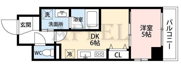 BRAVI南堀江(1DK/11階)の間取り写真