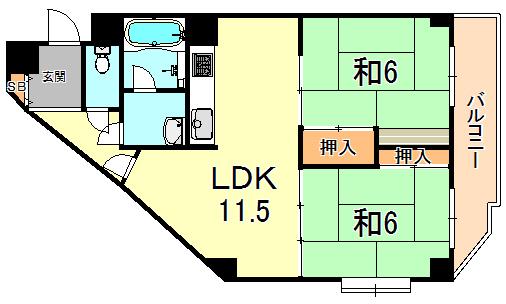 クレドール垂水II(2LDK/2階)の間取り写真
