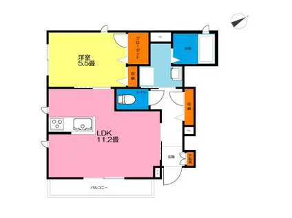 アルフラットI(1LDK/1階)の間取り写真