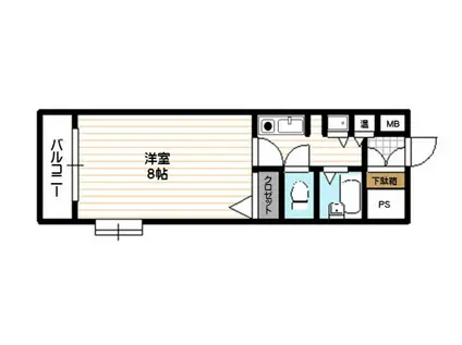 グリーンコート大濠(1K/4階)の間取り写真