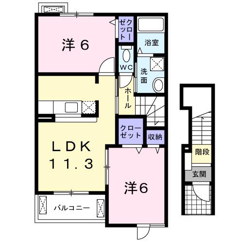 サンリット レジデンス(2LDK/2階)の間取り写真