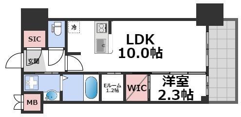 セレニテ本町東リアン(1LDK/6階)の間取り写真