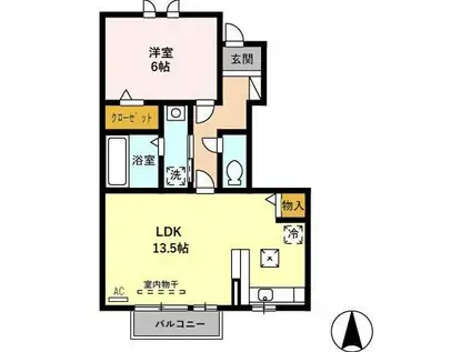 KNKSアルコバレーノ(1LDK/1階)の間取り写真