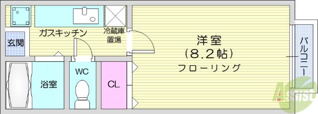 ホワイトキャッスル南小泉11番館(1K/1階)の間取り写真