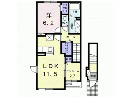 清水町アパート(1LDK/2階)の間取り写真