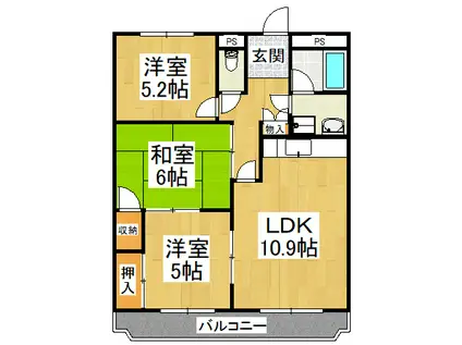新栄プロパティー太子(3LDK/4階)の間取り写真