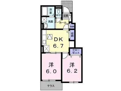 アバンツァートカーサA(2DK/1階)の間取り写真