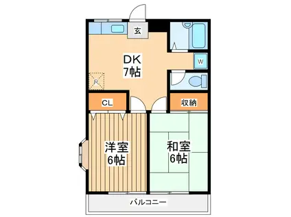 パークサイドタマ(2DK/2階)の間取り写真